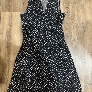 Hail3y:23 Black White Polka Dot Faux Wrap Sleeveless Midi Dress XL